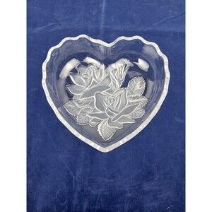 Mikasa Vintage Heart Shaped Dish with Frosted Etched Roses